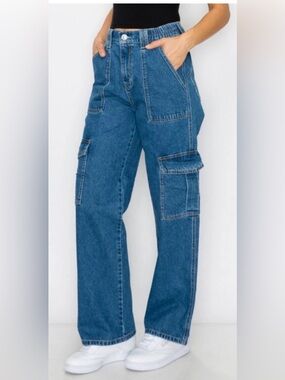 🛍️NEW CARGO JEANS: HIGH WAIST IN DARKER WASH